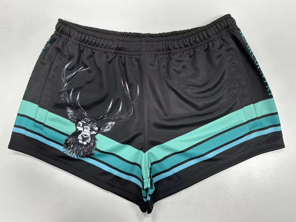 Footy Shorts- TEAL STAG