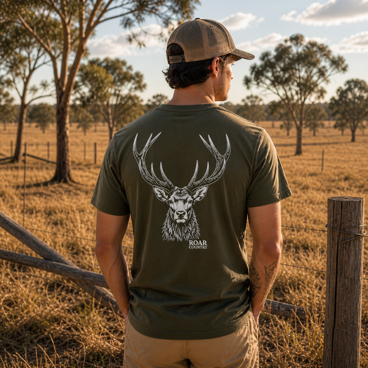 Unisex T-Shirt- ARMY GREEN STAG
