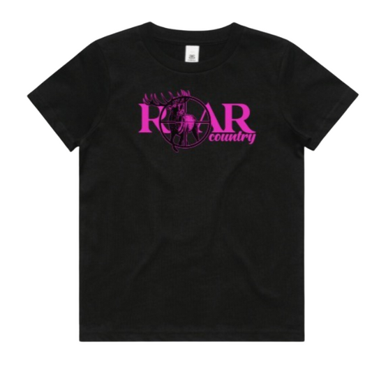 Kids Unisex T-Shirt- BLACK & PINK ROAR