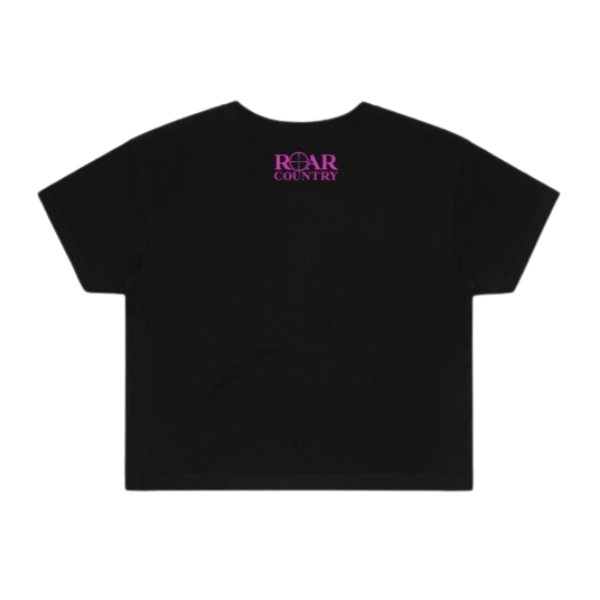 Girls Crop Top- BLACK & PINK ROAR