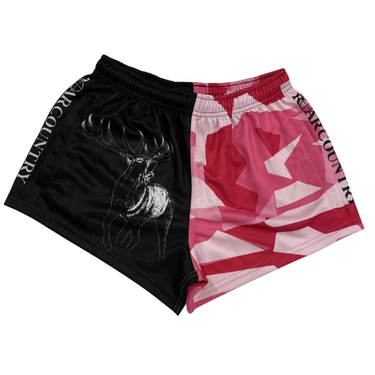 Footy Shorts- PINK STAG CAMO