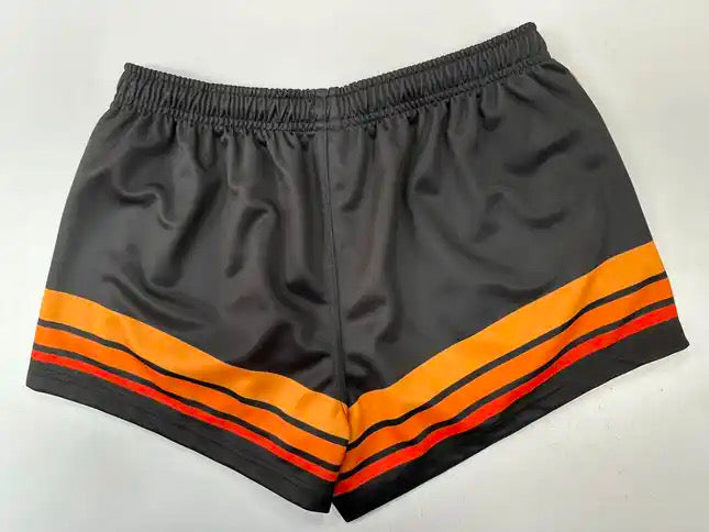 Footy Shorts- BLACK & ORANGE BOAR