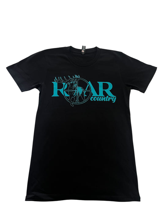 Unisex T-Shirt- BLACK & TEAL ROAR