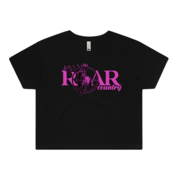 Girls Crop Top- BLACK & PINK ROAR