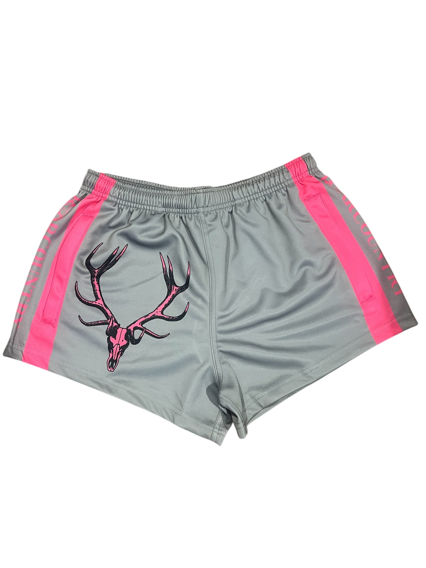 Footy Shorts- PINK & GREY RACK