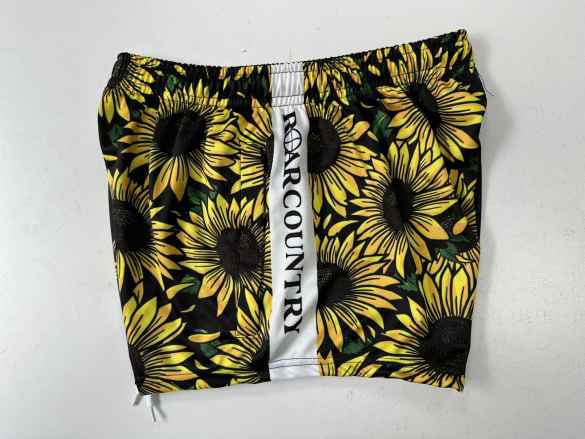 Footy Shorts- YELLOW SUNFLOWER RACK