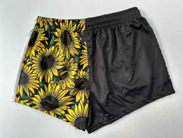 Footy Shorts- YELLOW SUNFLOWER RACK