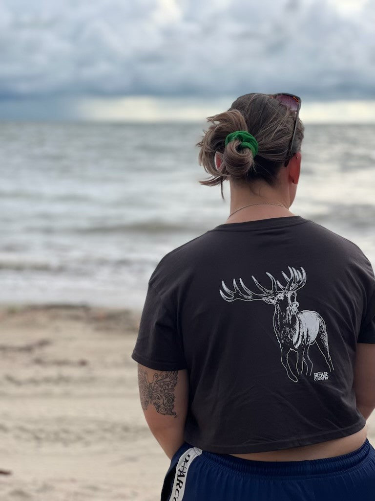 Girls Crop Top- CHARCOAL STAG